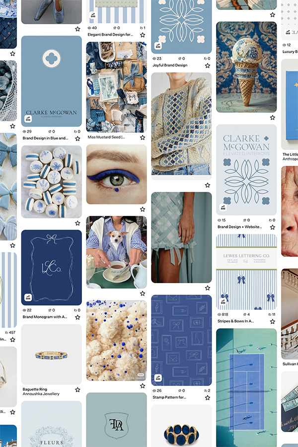 a designer's pinterest board of pretty blue images